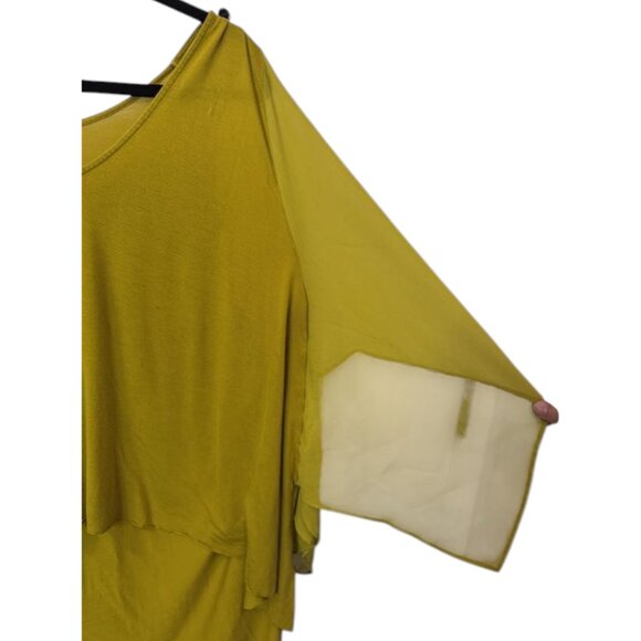 Bebe yellow v-neck poncho style top size US L - Picture 5 of 7